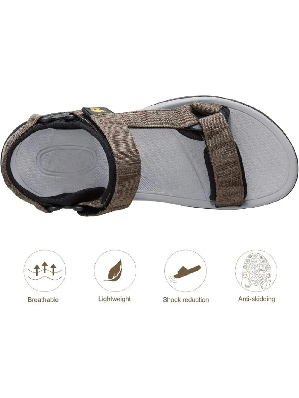 Men's Brown Arch Support Open Toe Beach Comfortable Hiking Sandals Shoes